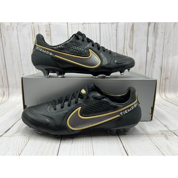 Nike Men\'s Tiempo Legend 9 Elite FG \'Black Metallic Gold Size 7.5 CZ8482 007